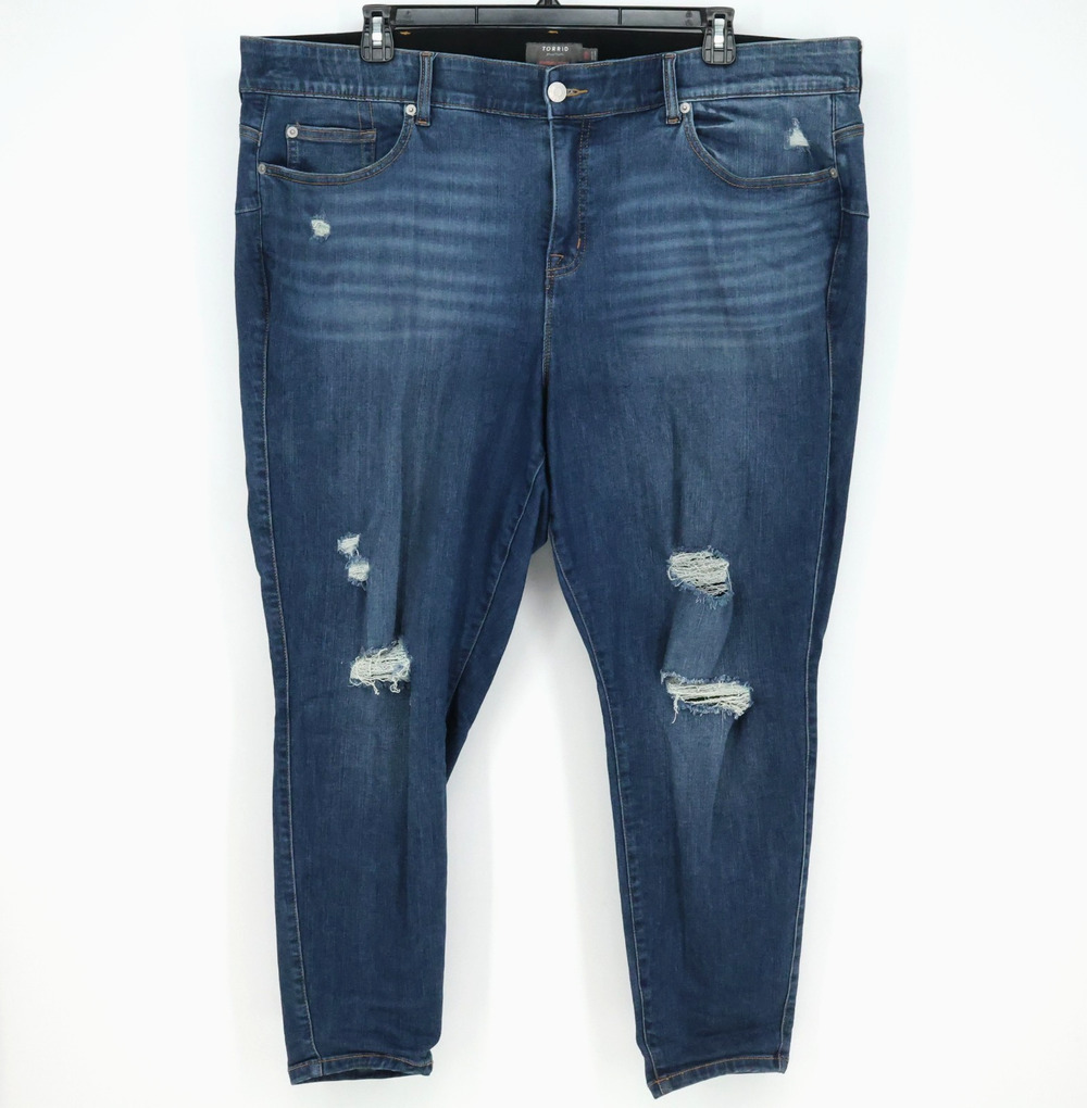 Torrid Jeans Plus Size 26 R Dark Blue Stretch Denim Bombshell Skinny Distressed